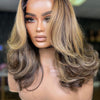 JAZMINEE <p> Warm Golden Blonde Highlight Glueless HD Wig