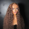 CRYSTAL <p > Brown Curly Custom Color Glueless HD Closure Wig
