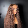 CRYSTAL <p > Brown Curly Custom Color Glueless HD Closure Wig