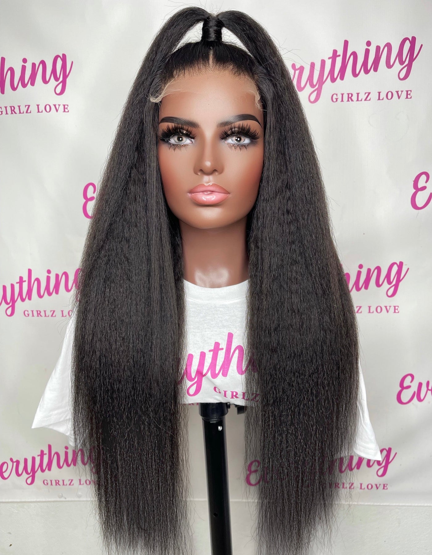 NUBIAN <p> Pre plucked 2X6 HD Lace Glue-less Kinky Straight Wig