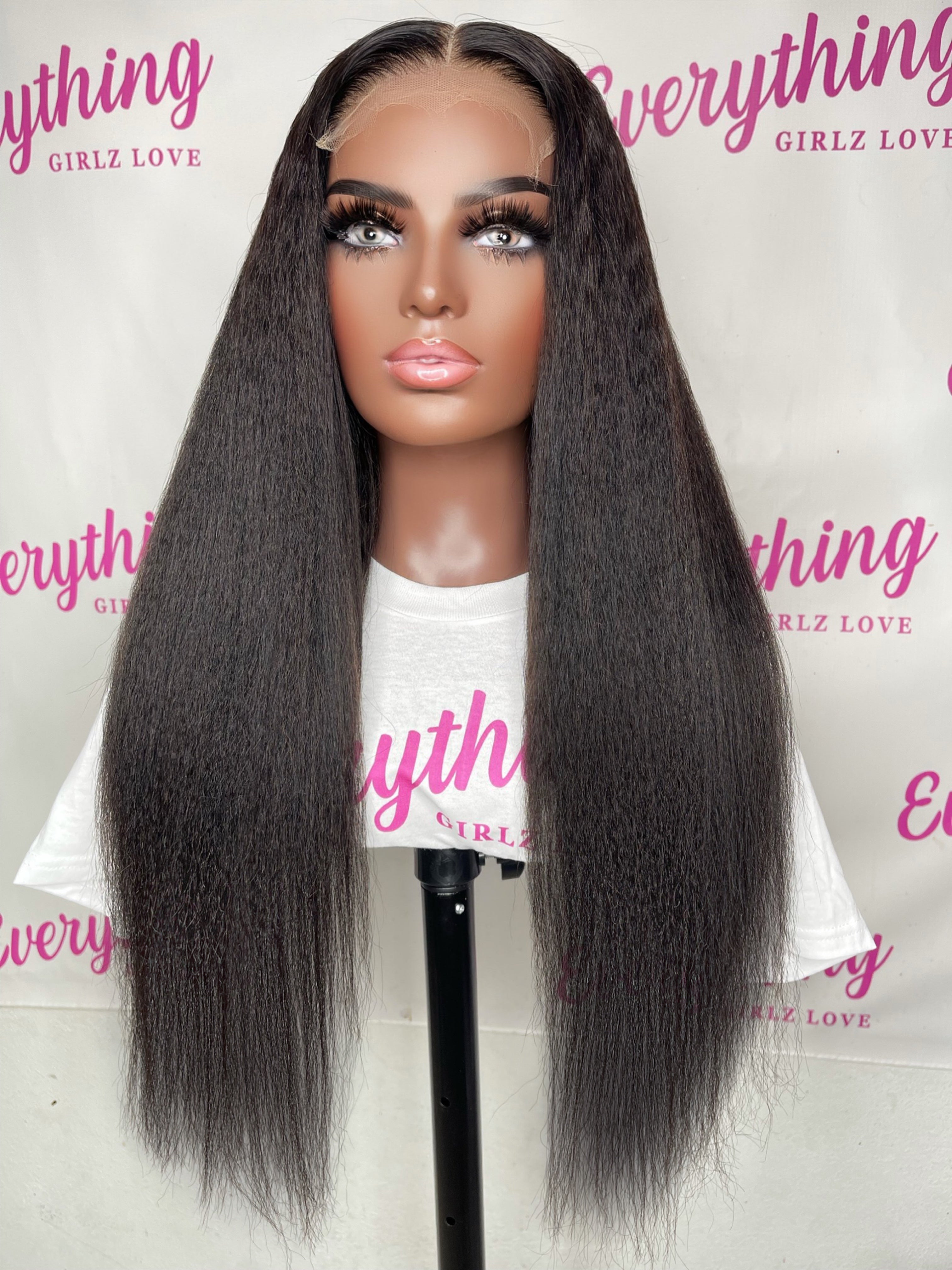 NUBIAN <p> Pre plucked 6X6 HD Lace Glue-less Kinky Straight Wig