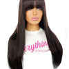 JAYLA <p> Black Wig with Bangs, Bleached Knots Human Hair