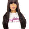 JAYLA <p> Black Wig with Bangs, Bleached Knots Human Hair